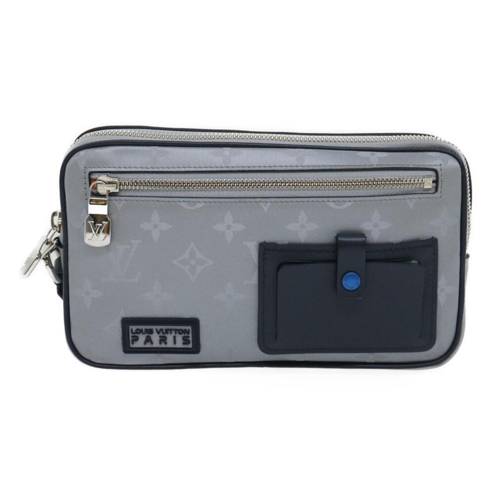 Louis Vuitton Monogram Satellite Alpha Clutch Bag Silver